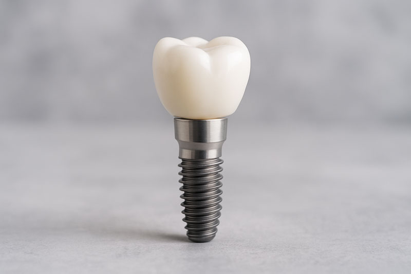 dental implant being shown with a crown on top of it